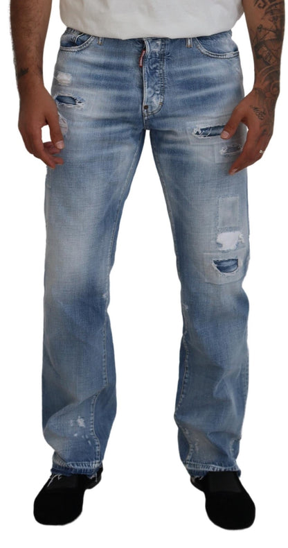 Blue Washed Straight Fit Men Casual Denim Jeans