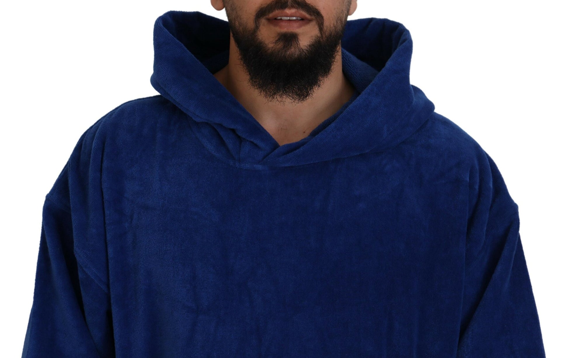 Blauer Poncho für Herren mit Kapuze, Strandmode, Umkleidemantel