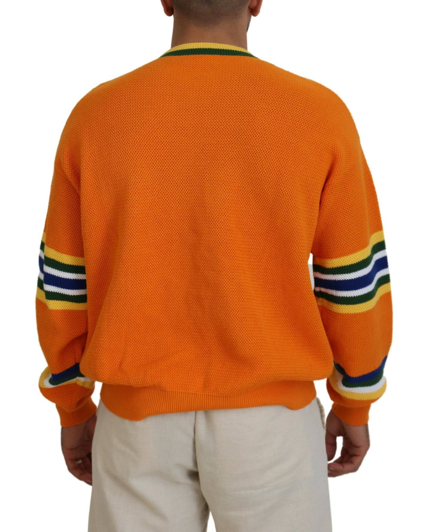 Orange bedruckter Pullover mit langen Ärmeln für Herren