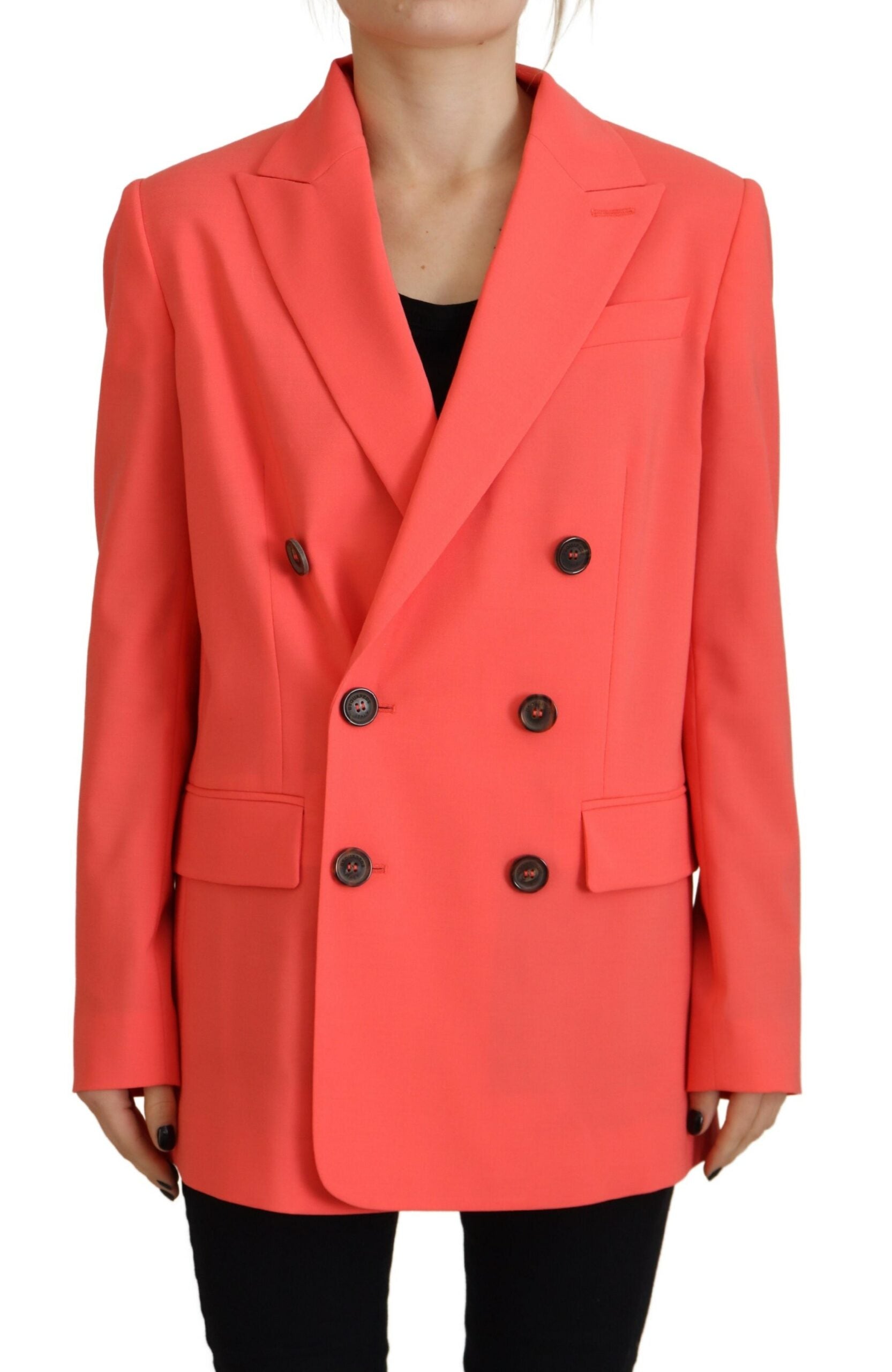 Rosa Zweireihiger Mantel Blazer Jacke