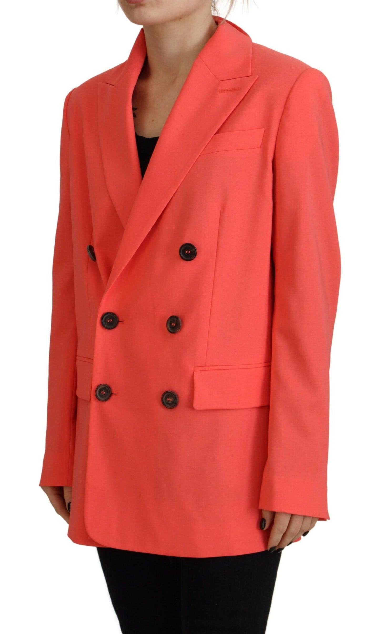 Rosa Zweireihiger Mantel Blazer Jacke