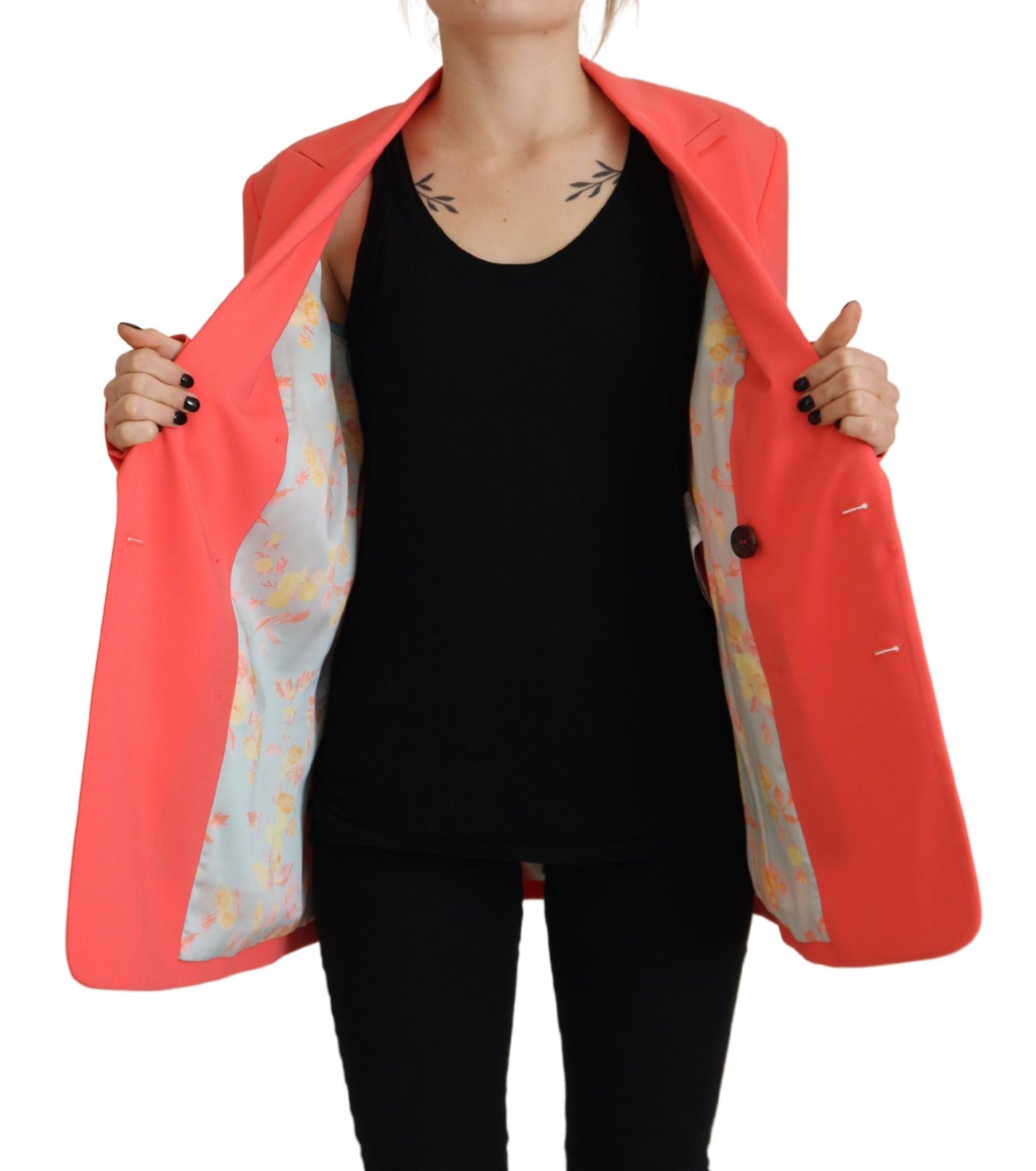 Rosa Zweireihiger Mantel Blazer Jacke