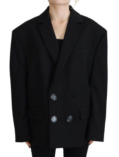 Black Double Breasted Coat Blazer Jacket