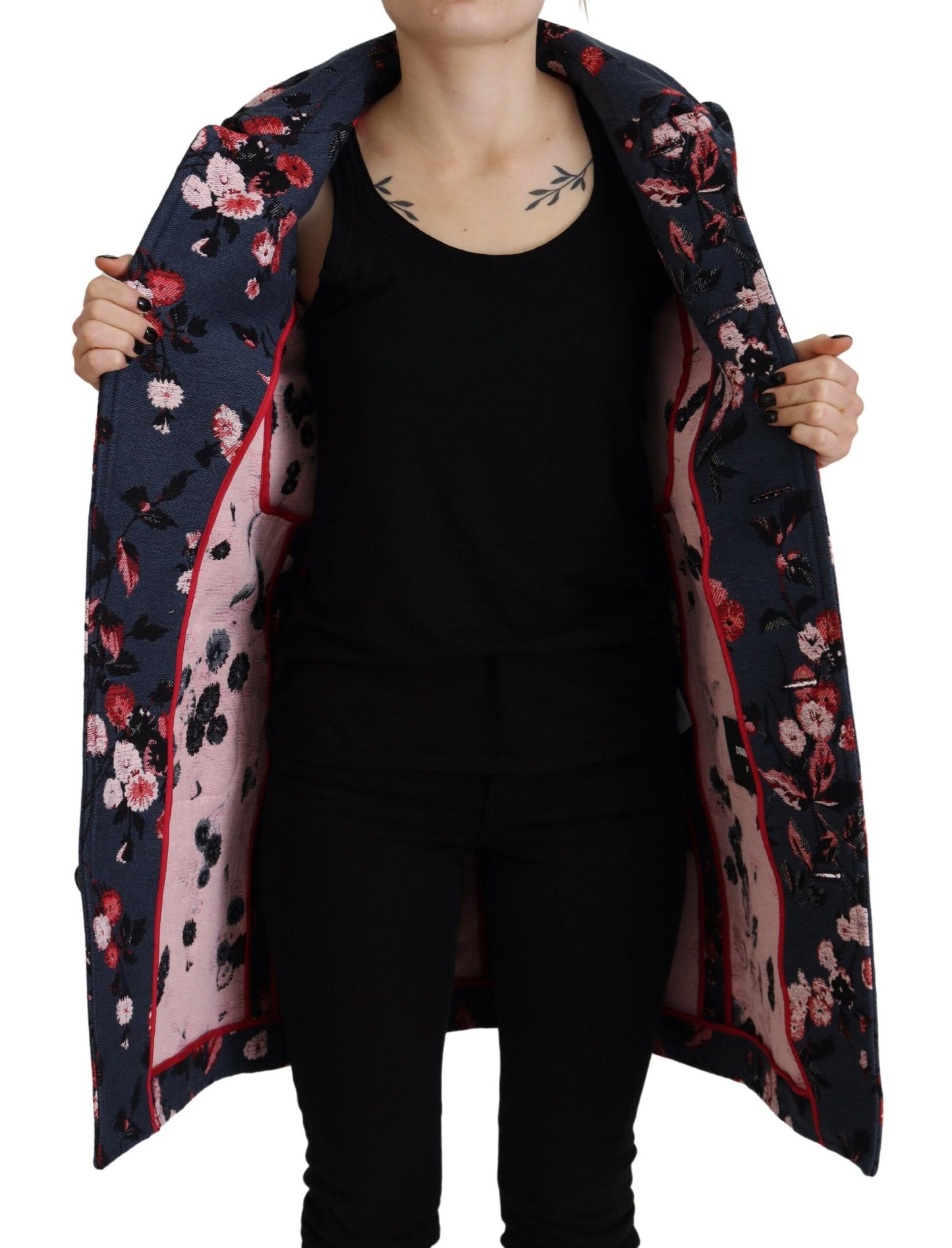 Chaqueta larga tipo blazer con estampado multicolor para mujer