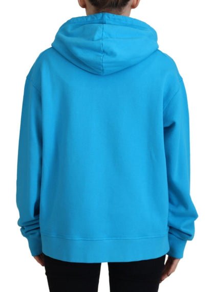 Blauer Kapuzenpullover aus Baumwolle mit Logo-Print