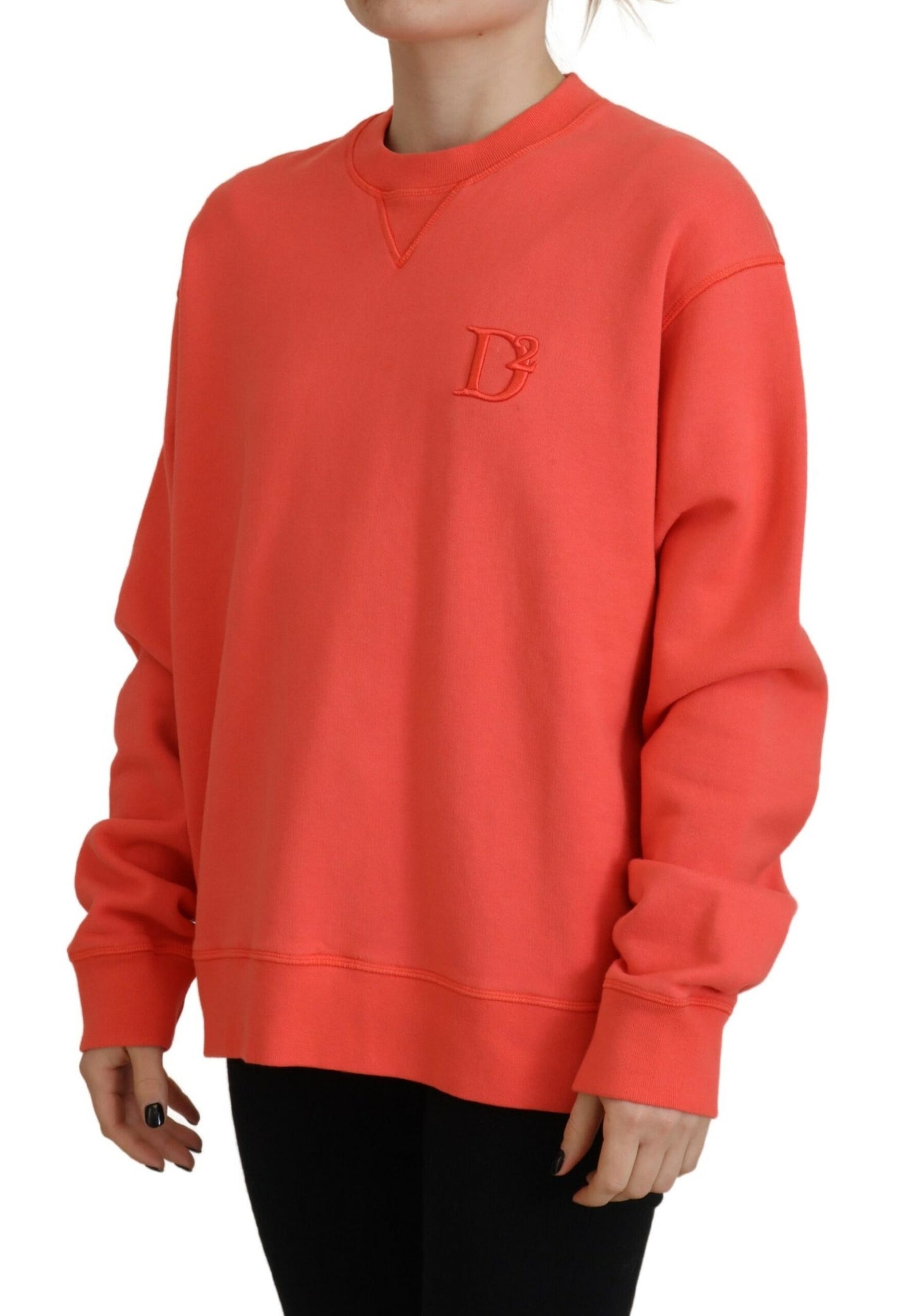 Rosa Langarmpullover mit Logo-Stickerei für Damen