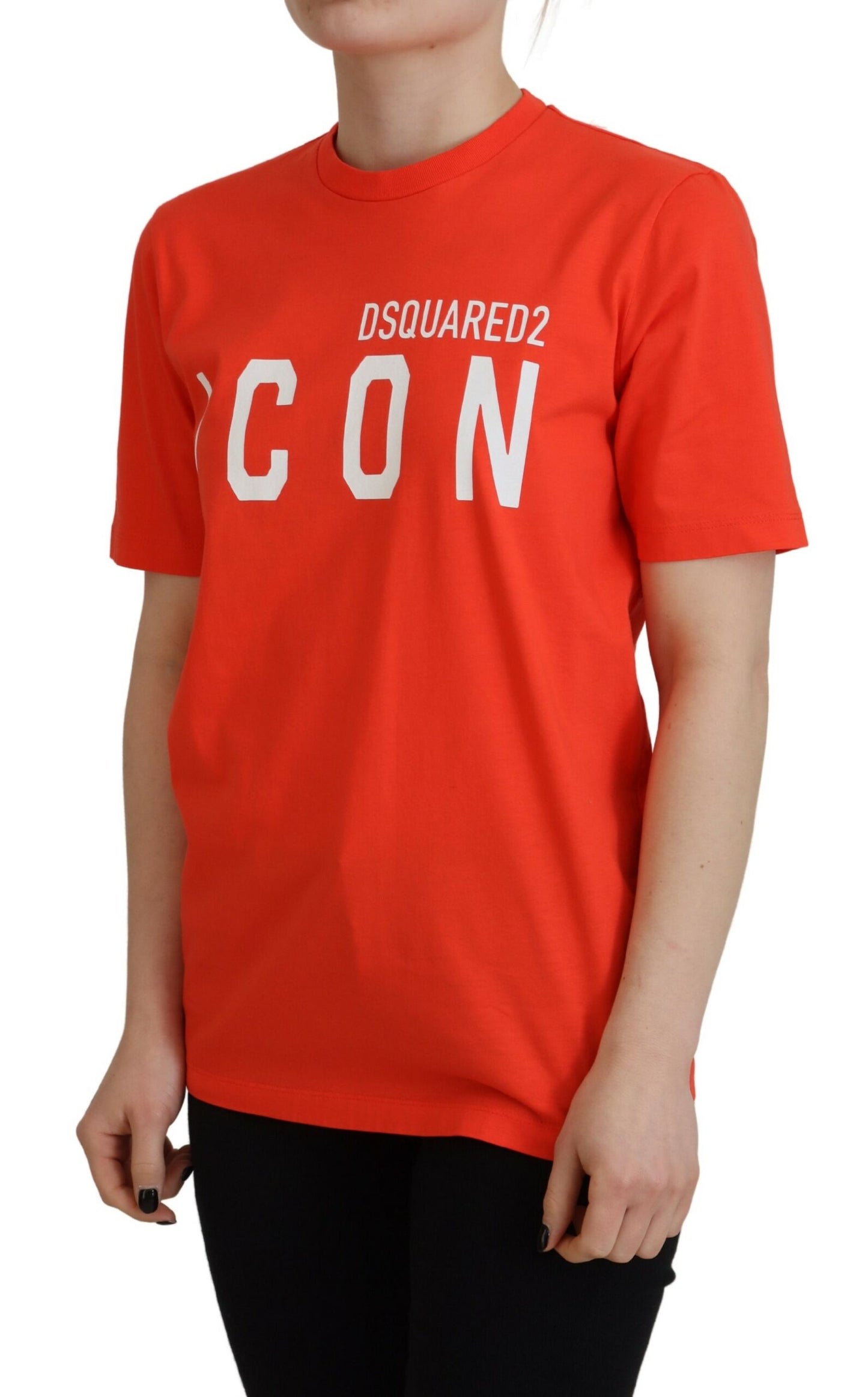 Camiseta de cuello redondo East Tee con icono brillante de algodón naranja