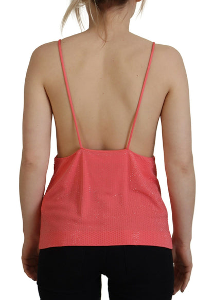 Rosa ärmelloses Camisole-Top mit Spaghettiträgern und V-Ausschnitt