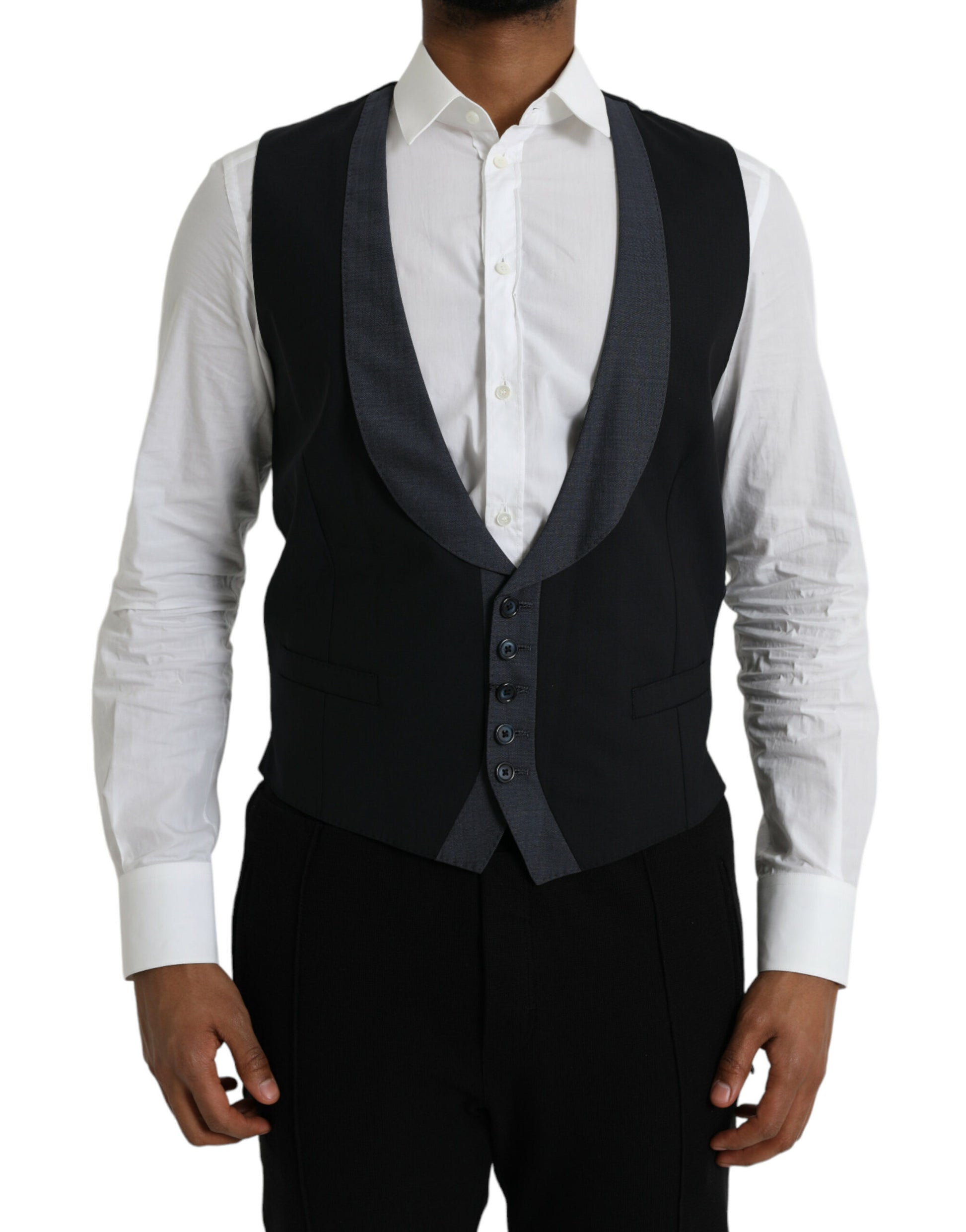 Black Wool Waistcoat Dress Formal Vest