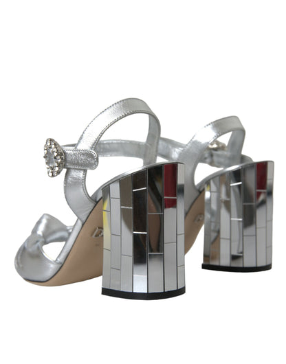 Silber Lammleder Heels Sandalen Schuhe