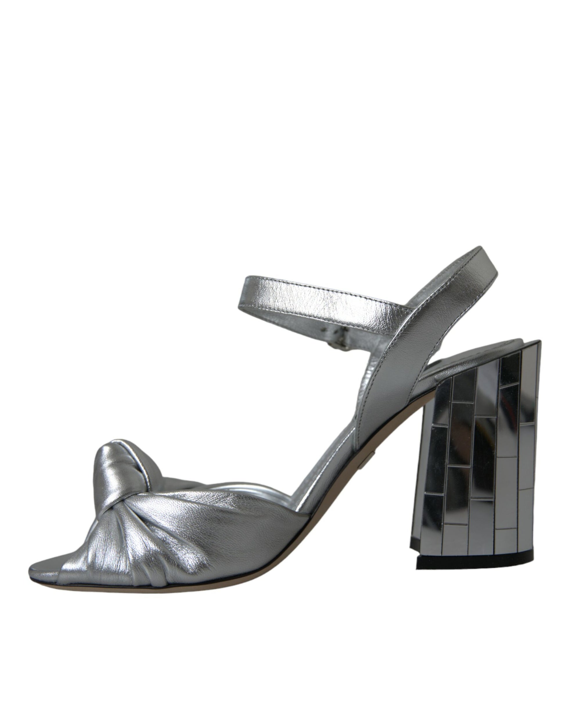 Silber Lammleder Heels Sandalen Schuhe