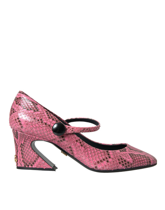 Rosa Mary-Jane-Pumps aus Pythonleder