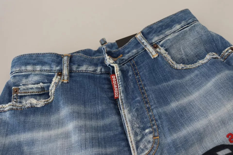 Blue Washed High Waist Straight Denim Boston Jeans