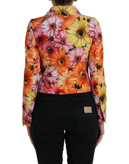 Chaqueta tipo blazer con brocado floral multicolor