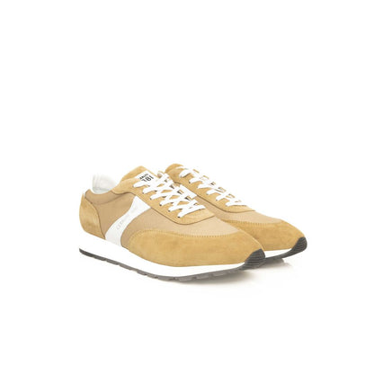 Beige Calf Leather Men Sneaker