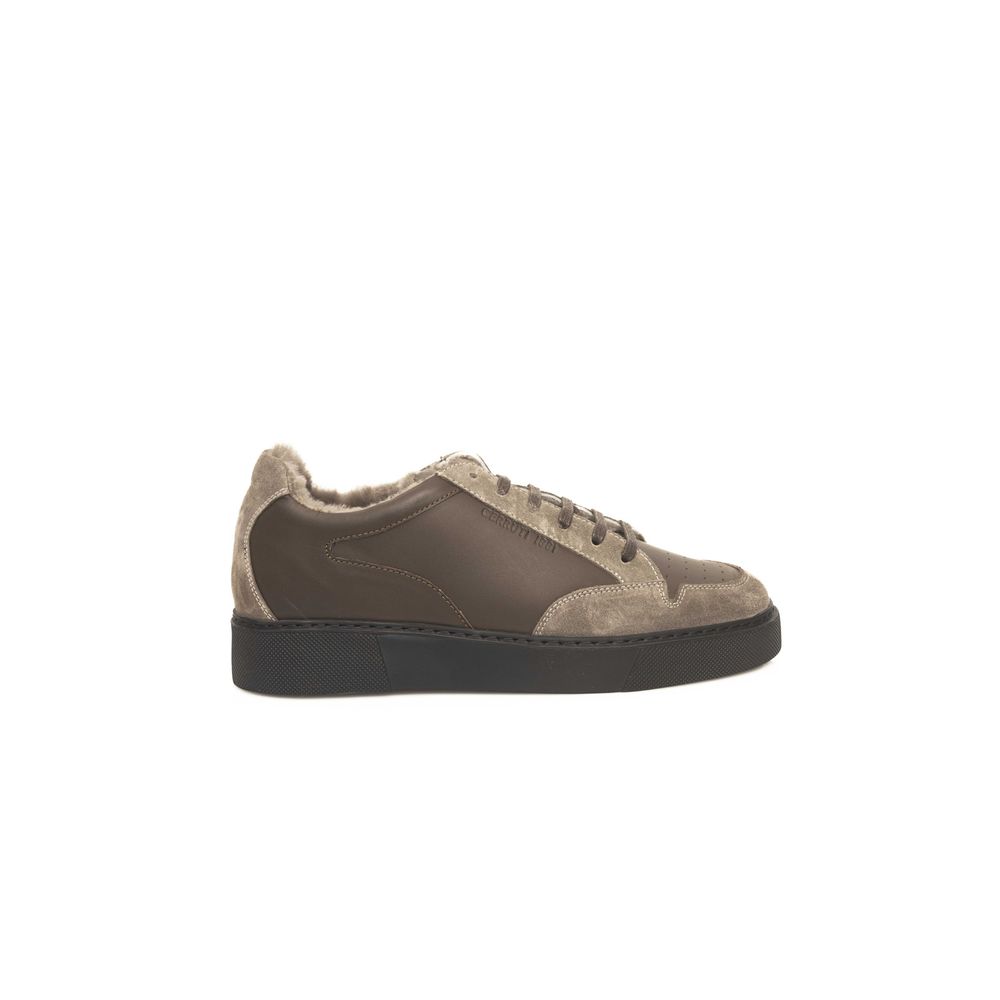 Beige Leder Herren Sneaker