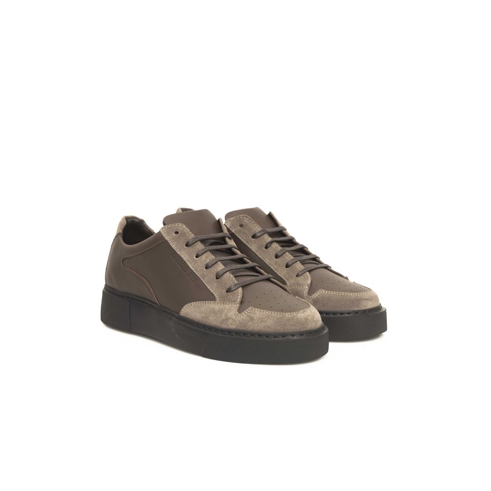 Beige Leder Herren Sneaker