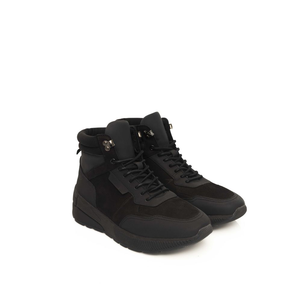 Schwarze Leder Herren Sneaker