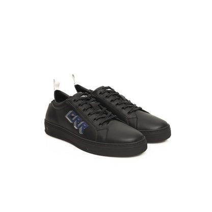 Schwarze Leder Herren Sneaker