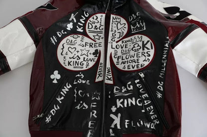 Schwarze Bordeaux DG King of Love Lederjacke mit Kapuze