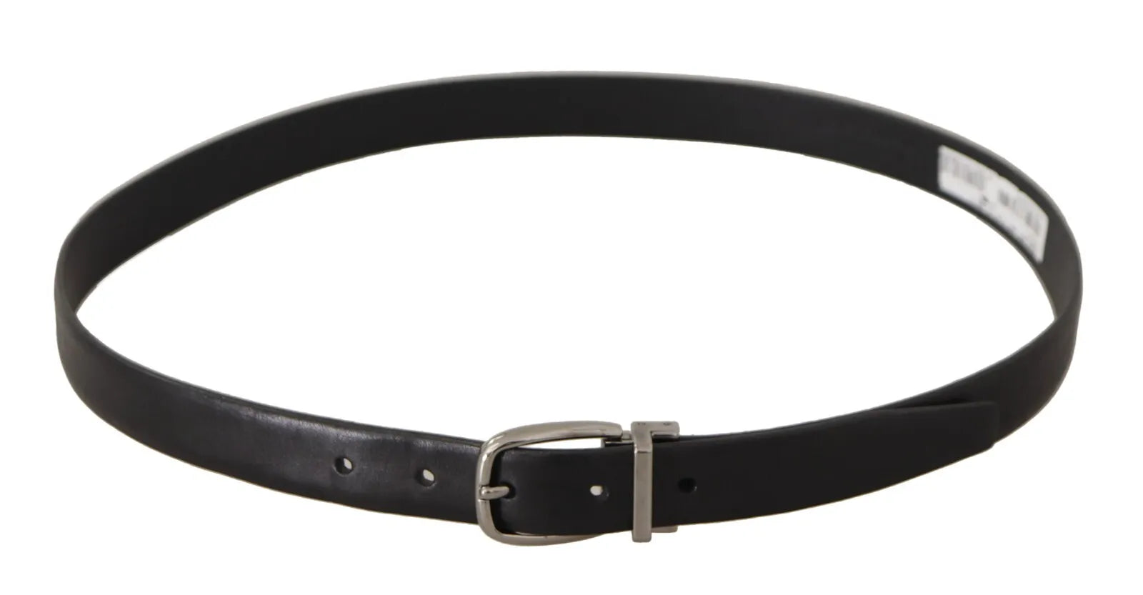 Black Classic Leather Silver Tone Metal Buckle Belt