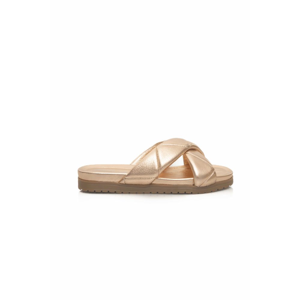 Beige Sandale aus Schaffell für Damen