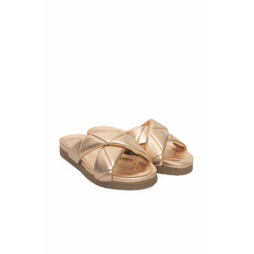 Beige Sandale aus Schaffell für Damen