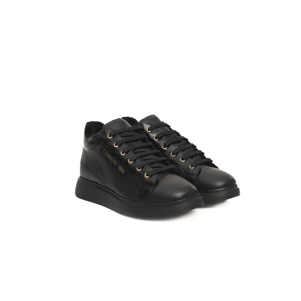 Black Leather Women Sneaker