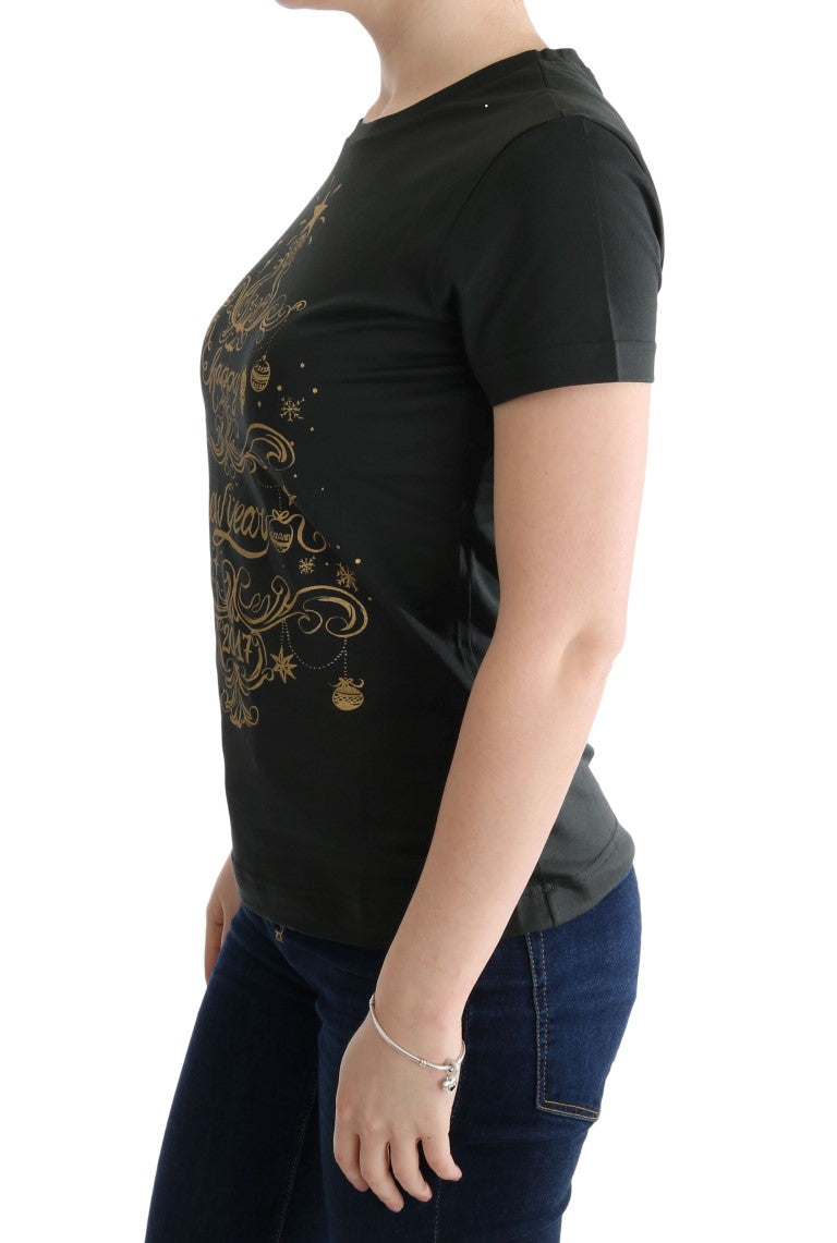 Smaragdgrünes Baumwoll-T-Shirt mit 2017-Aufdruck