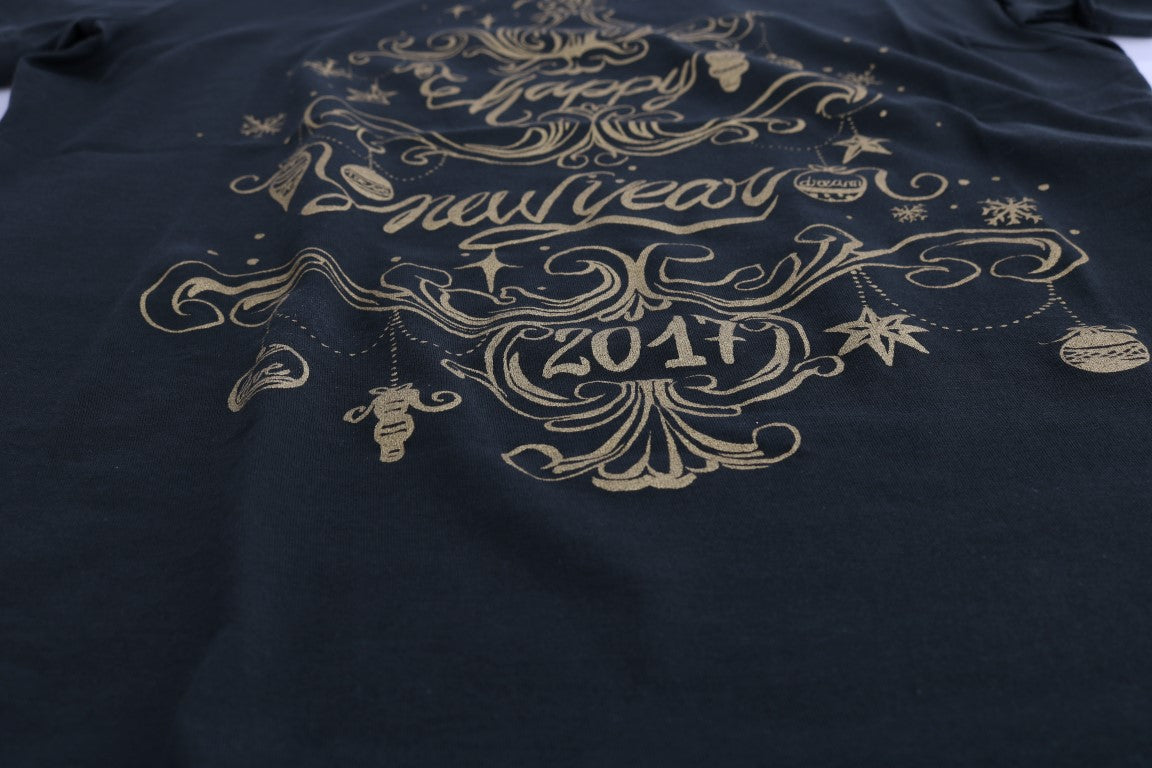 Smaragdgrünes Baumwoll-T-Shirt mit 2017-Aufdruck