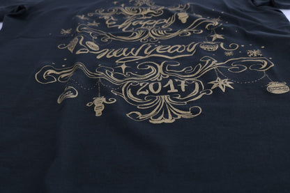 Smaragdgrünes Baumwoll-T-Shirt mit 2017-Aufdruck