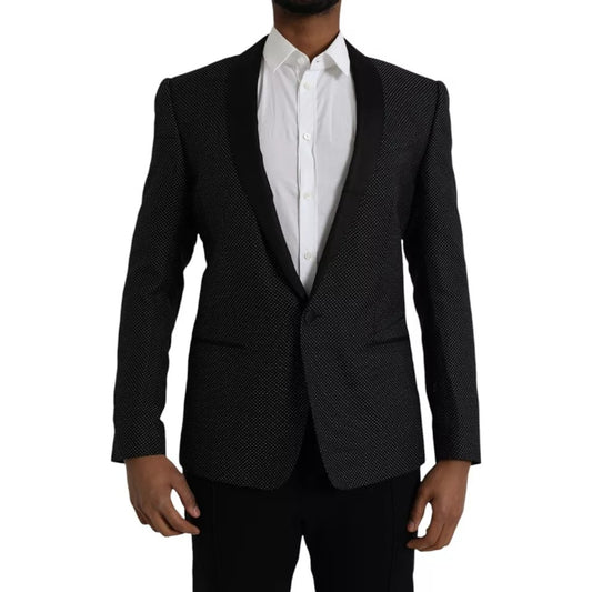 Blazer de botonadura sencilla MARTINI de jacquard negro