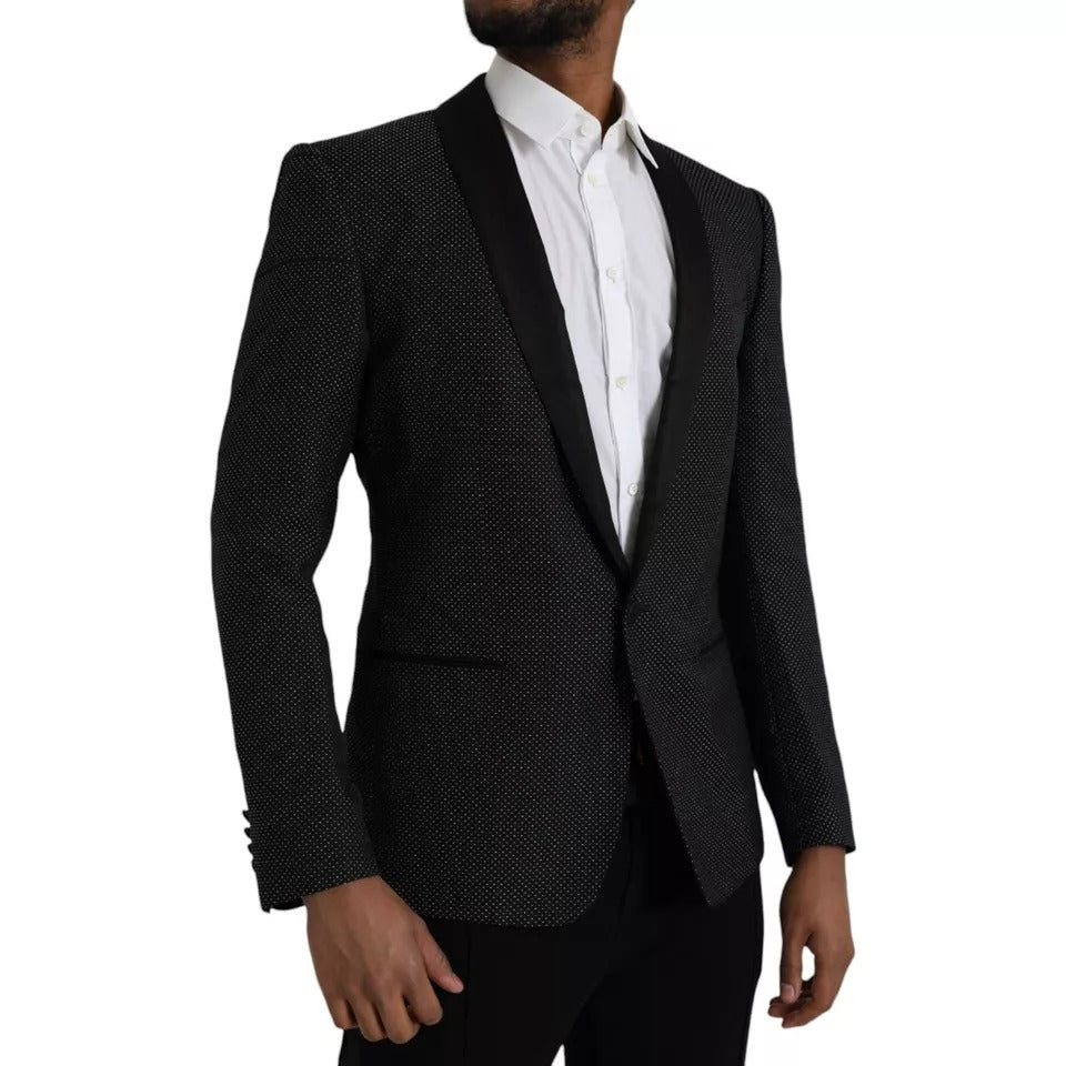 Blazer de botonadura sencilla MARTINI de jacquard negro