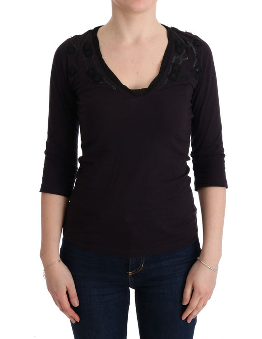 Blusa elegante con escote en V en color morado