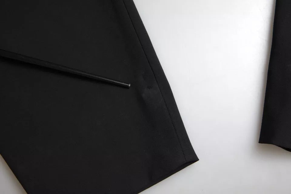 Schwarzes trägerloses Jumpsuit-Kleid aus Wollstretch