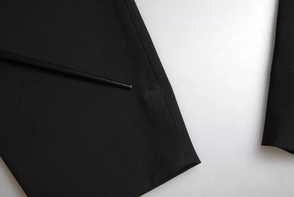 Schwarzes trägerloses Jumpsuit-Kleid aus Wollstretch