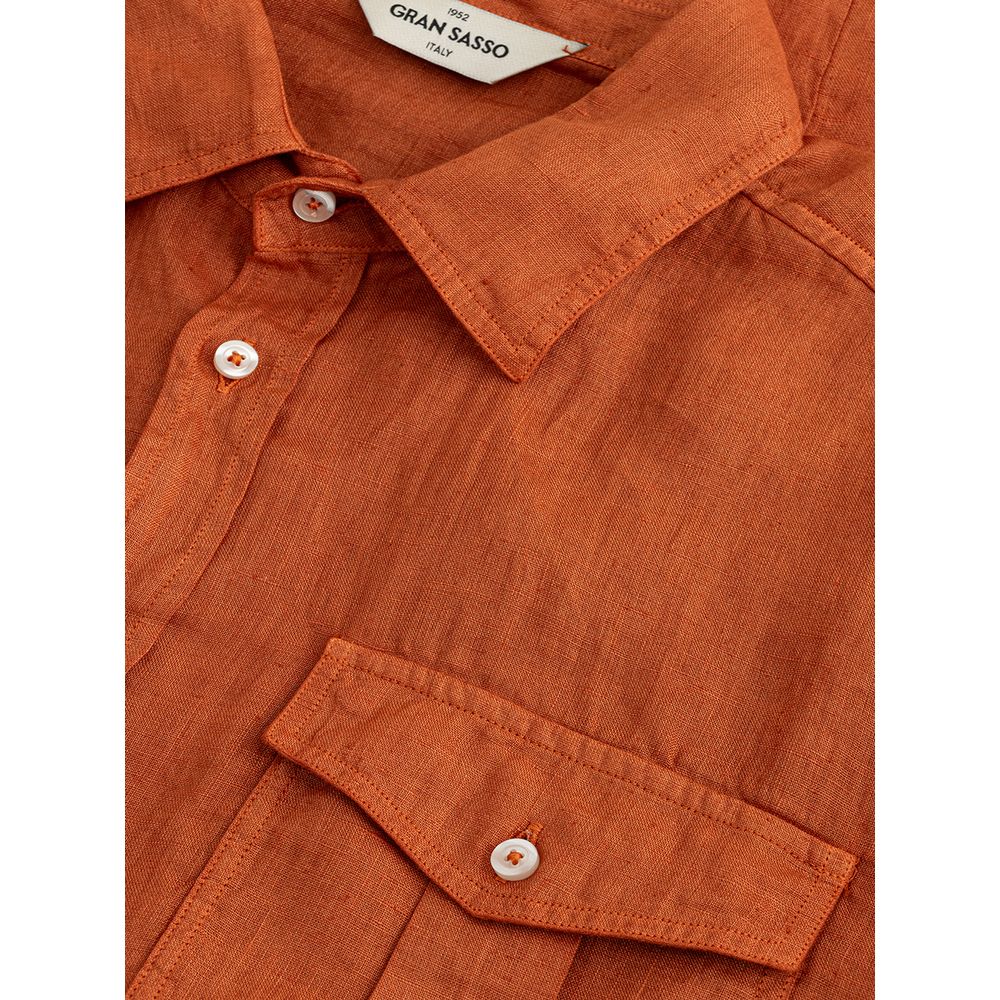 Camisa elegante de lino marrón para hombre