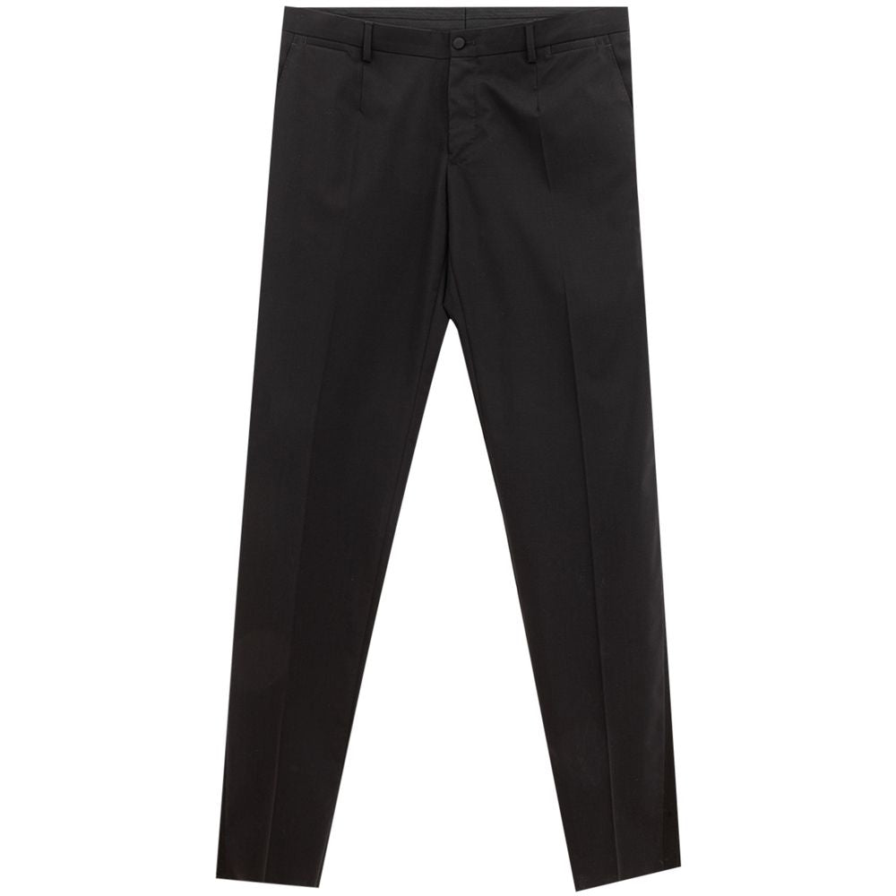 Pantalones elegantes de lana negra para hombre