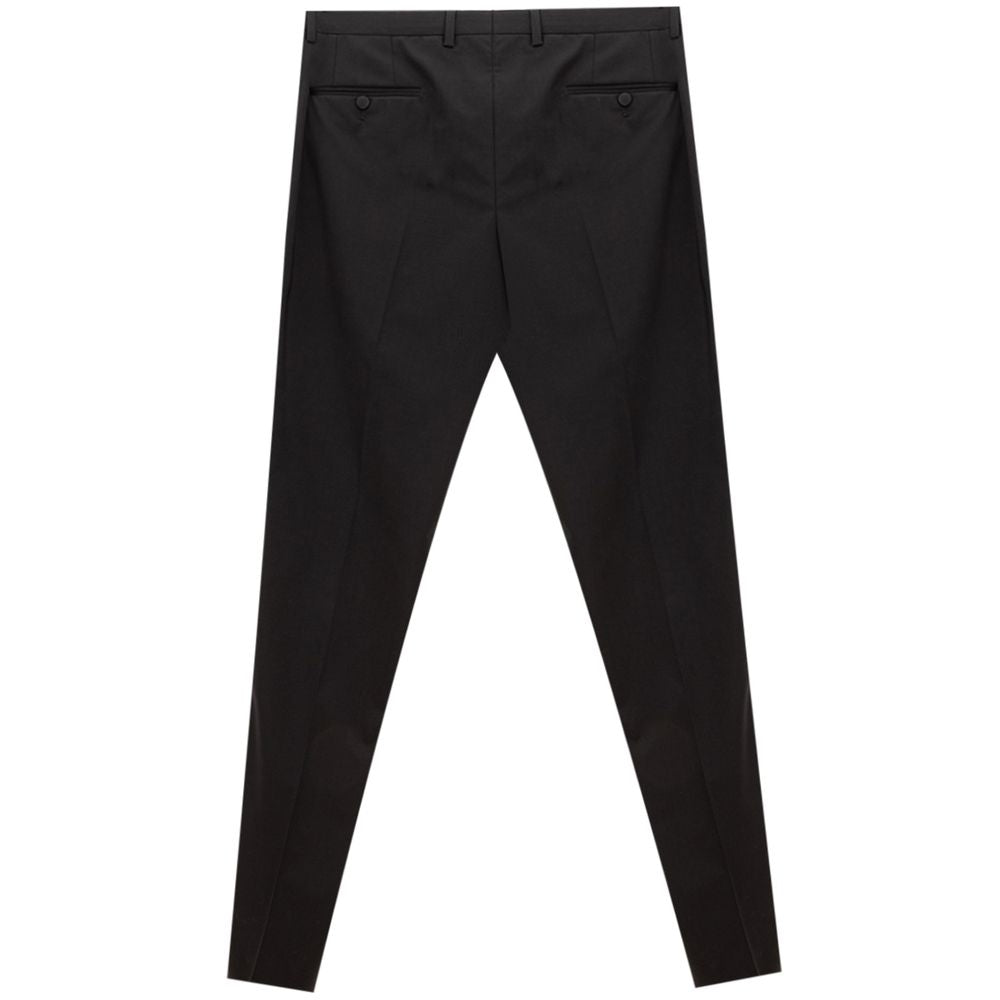 Pantalones elegantes de lana negra para hombre