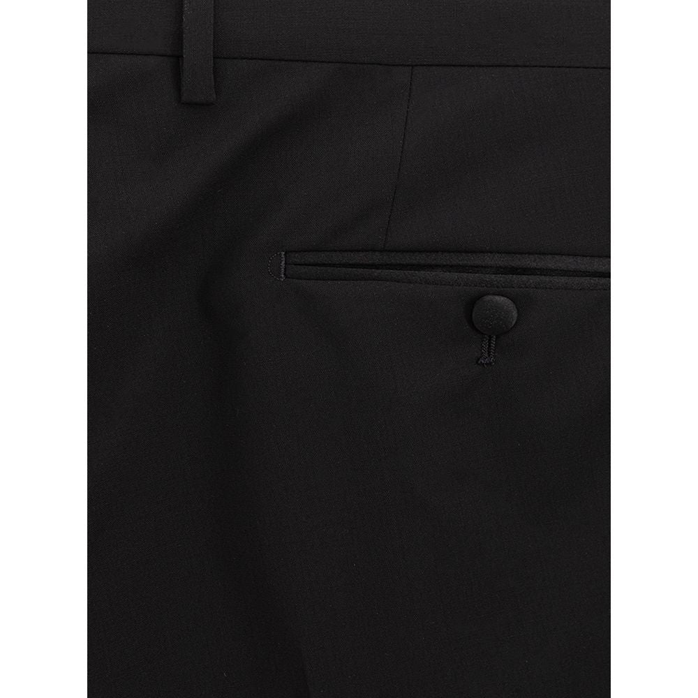 Pantalones elegantes de lana negra para hombre