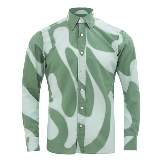 Camisa elegante de algodón verde para hombre