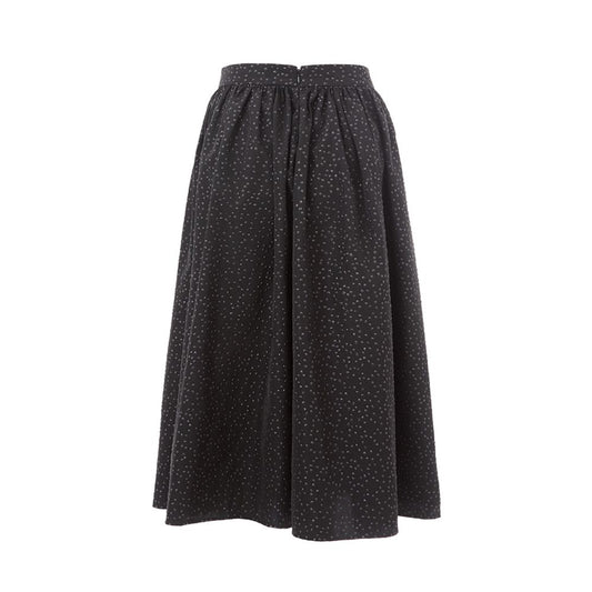 Elegant Black Polyethylene Midi Skirt