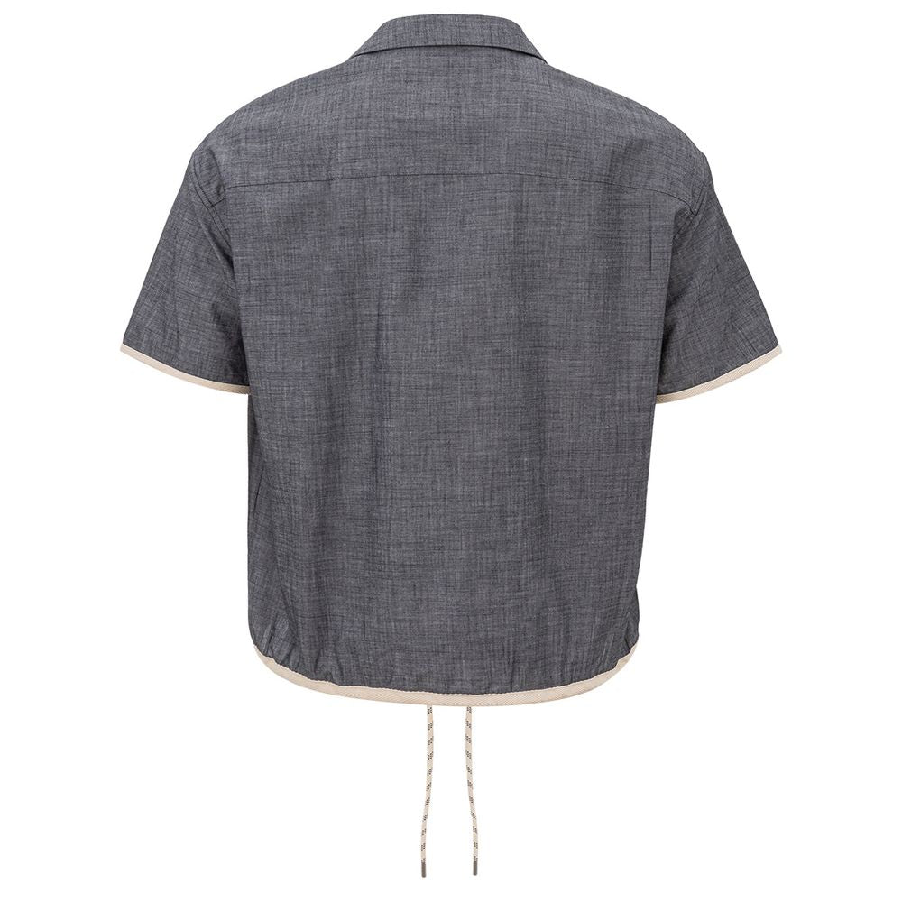 Camisa elegante de algodón azul para hombre