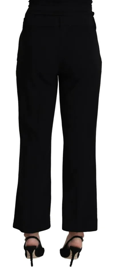 Pantalones capri capri negros de lana elástica