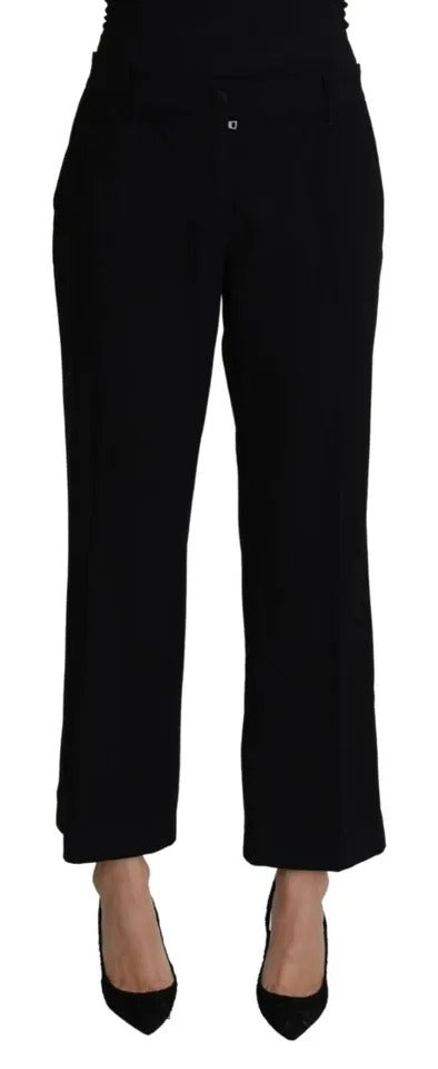 Pantalones capri capri negros de lana elástica