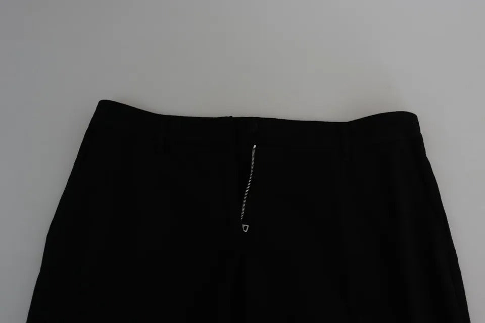 Pantalones capri capri negros de lana elástica