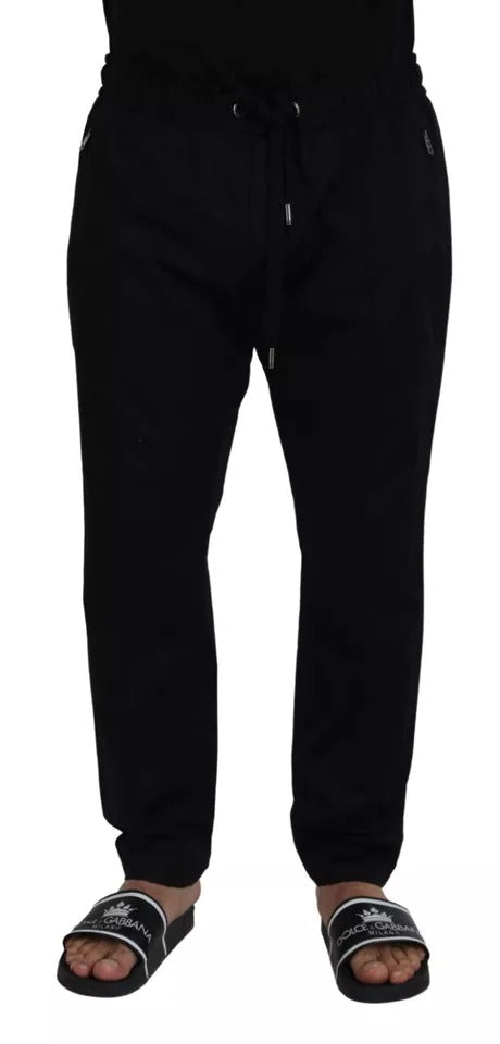 Pantalón de jogging negro de algodón elástico