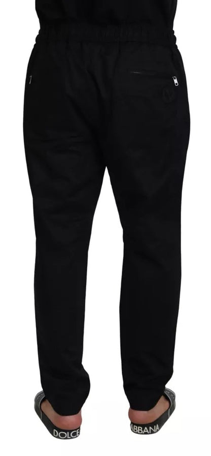 Pantalón de jogging negro de algodón elástico