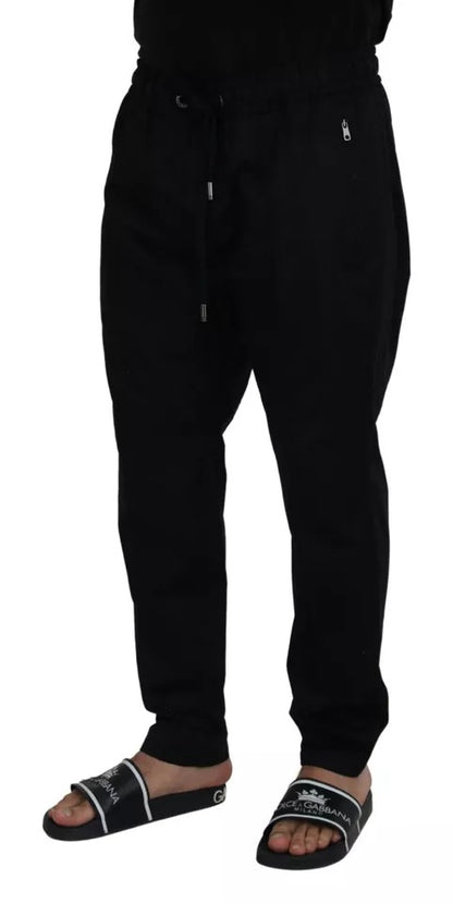 Pantalón de jogging negro de algodón elástico