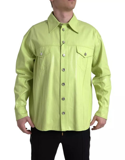 Camisa informal con botones y cuello de algodón verde